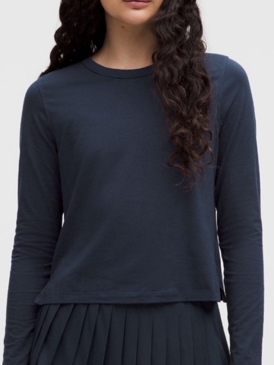 lululemon athletica Tops - Lululemon Classic Fit Cotton Blend Long Sleeve Top Navy Blue NWT